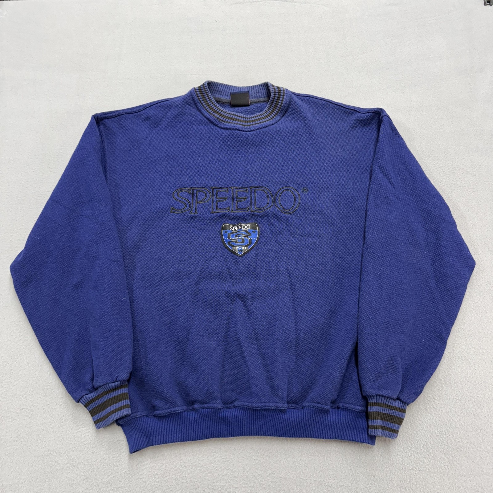 Vintage Speedo Sweatshirt Mens Large Blue Sport Logo Crewneck Pullover 90s