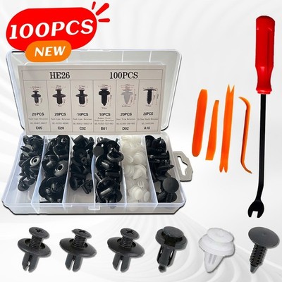 100pcs Auto Car Bumper Retainer Clips Kit Fastener Remover Push Pin Rivet Screw