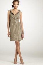 Vtg J Crew Blakely 100% Silk Ruffle Stand Collar Mini Dress 8