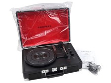 CROSLEY CRUISER PLUS CR8005F-BK BLUETOOTH 3-SPEED VINYL RECORD PLAYER BLACK RED