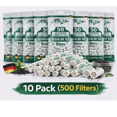 PURIZE Aktivkohlefilter 9 mm Regular Size White Filters 50 Stk Made in Germany
