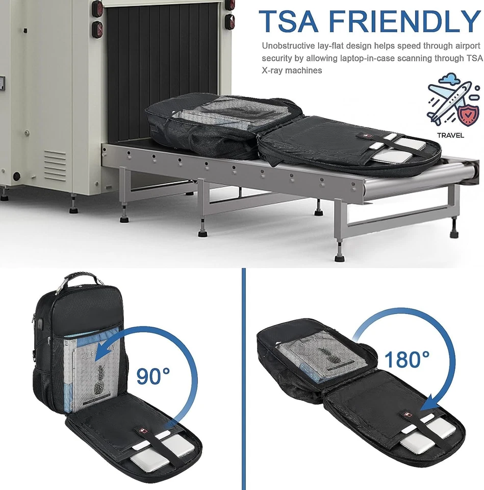 Elegante mochila negra extra grande para negocios y juegos - Se adapta a computadoras portátiles de 19" Foto 4 de 4