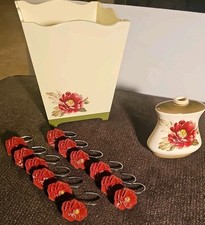 Kohls Emily, Wood Trash Bin, Soap/Lotion Dispenser, Shower Curtain Hooks