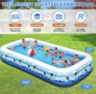 Rectangular Inflatable Family Pool 145 x 74 x 22 PVC 3 Chambers Blue — photo 2