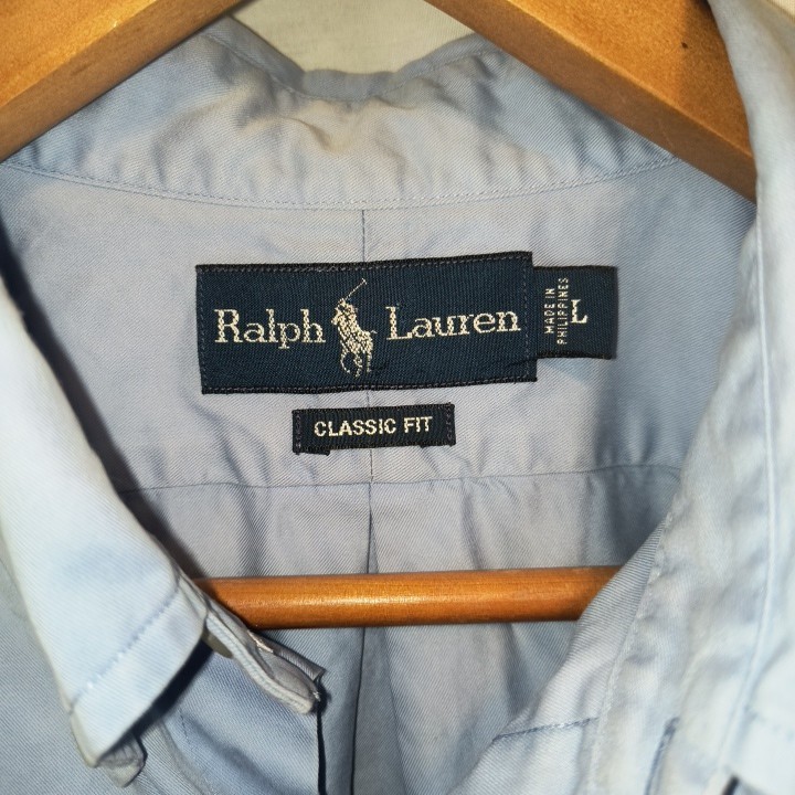 Camicia vintage Ralph Lauren manica corta uomo anni 90 blu giallo pony taglia large