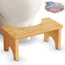 Bamboo Toilet Stool, Wooden Squatting Potty Stool for Adults, 7 Inch Toilet Stoo