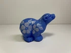 Fenton Art Glass Polar Bear - Cobalt Satin - Hand Painted by C. Smith