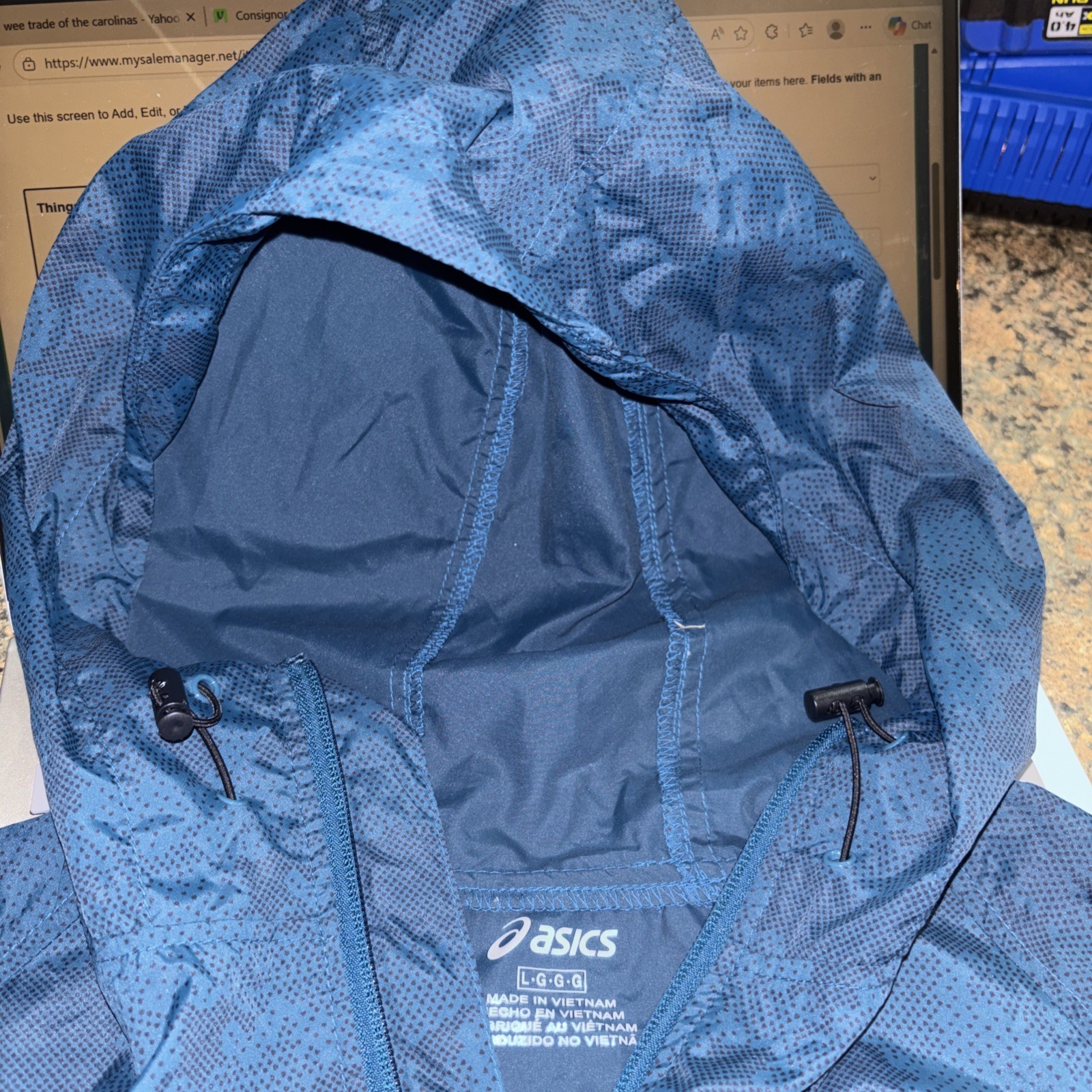 ASICS Navy Hooded Softshell Packable Jacket Full … - image 2