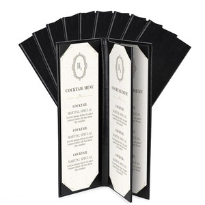 WeChef 10 Pcs 4.25x14" Leather Restaurant Menu Covers 4 View Wine List Bar