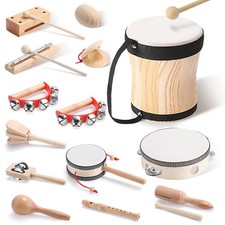 Toddler Musical Instruments Set 13 Pcs Montessori Wooden Percussion Instrumen...