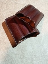 Portasigari Per 3 Toscanelli Ammezzati In Pelle Rigida Nuovo Realizzato A Mano.