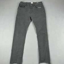 Flint and Tinder Pants Mens 34x34 Gray Slim Fit 5-Pocket Raw Frayed Hem Casual