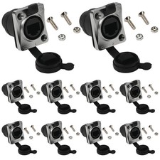 10PCS Panel Mounting RJ45 IP65 Waterproof PCB Signal 10, black