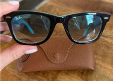 New Ray-Ban RB2140 Original Wayfarer Bicolor Black Blue Sunglasses with Case