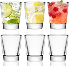 6 Pack Shot Glasses Set with Heavy Base, 1.6 Oz Clear Shot Glasses Bulk, Small W