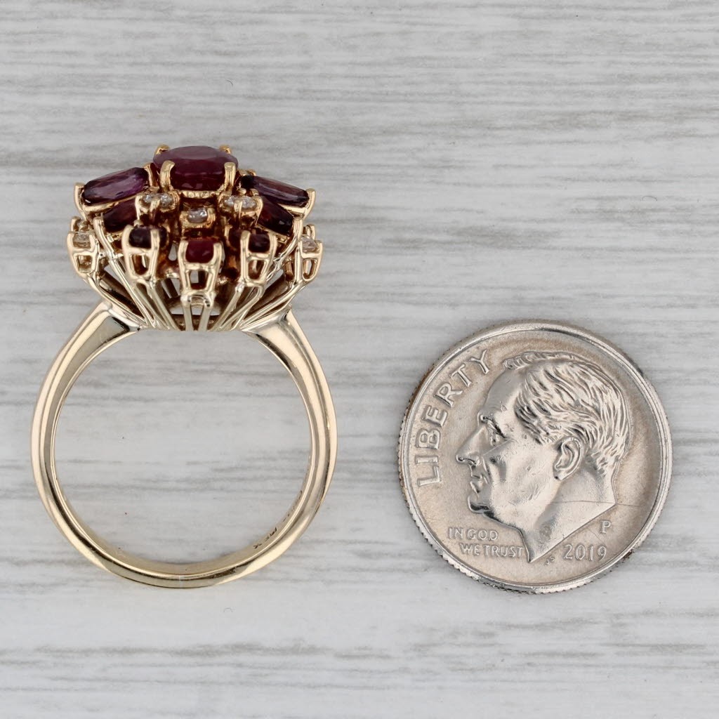 2.16ctw Ruby Diamond Cluster Cocktail Ring 14k Ye… - image 7