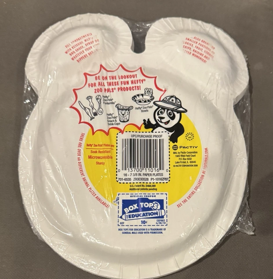 Hefty Zoo Pals Kids Paper Plates Original 2006 Vintage Assorted 16 Pack Sealed - Image 3 of 4