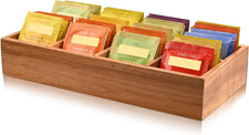 Acacia Wood Tea Bag Organizer with 8 Slots &ndash; Tea Bag Holder and Tea Organizer, S