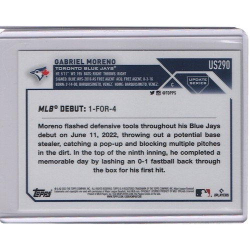 Tarjeta de actualización Gabriel Moreno - Debut Rookie RC 2023 Topps #US290 Toronto Blue Jays - Imagen 2 de 2