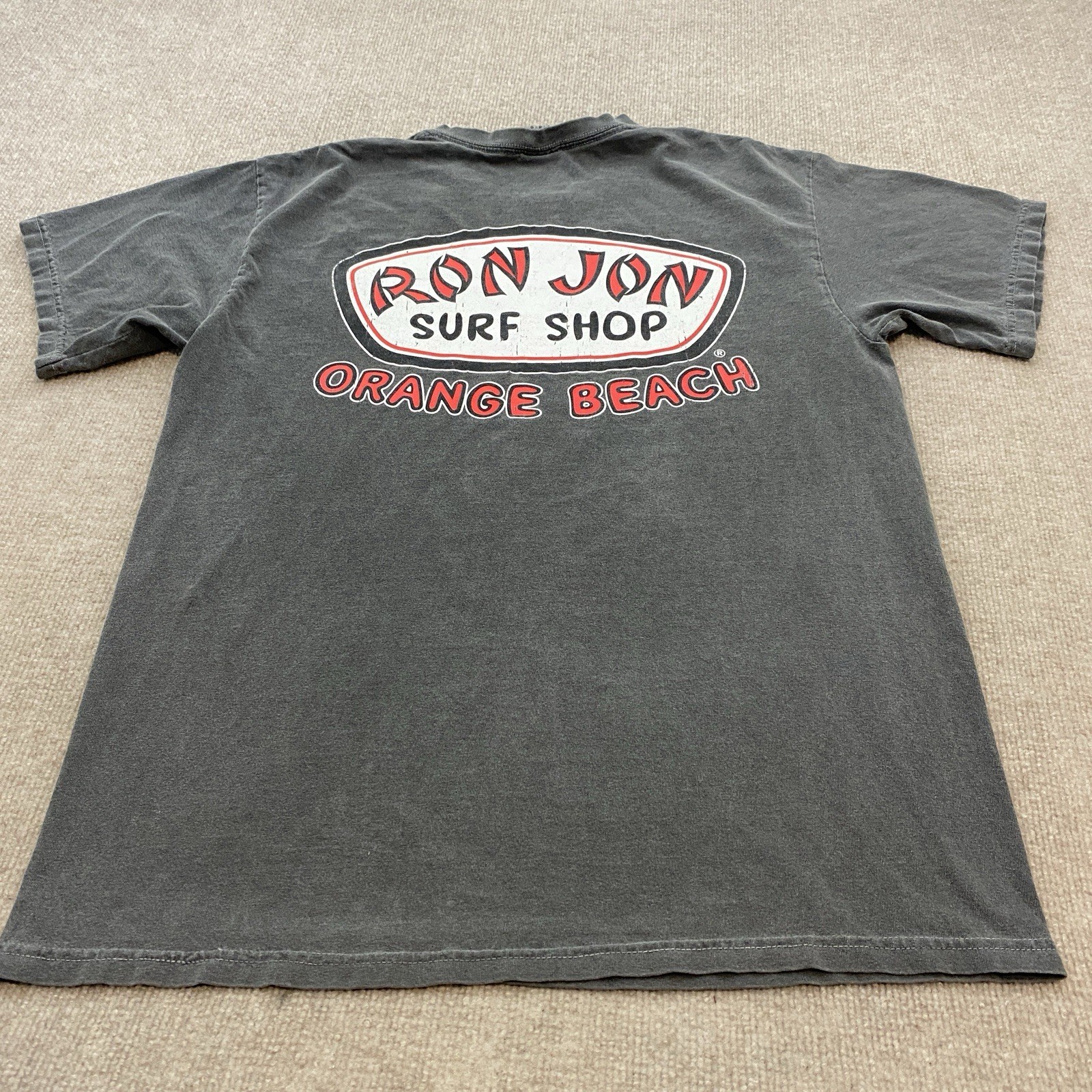 Vintage 90s Y2K Ron John Surf Shop Orange Beach Florida Fade Black Mens Large