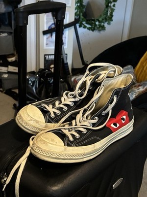 Comme Des Garcons Men's Converses Size 10.5 Black High Top Sneakers - Pre Owned