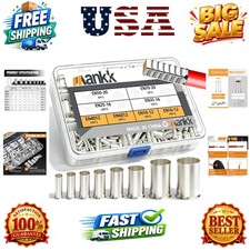 166PCS Wire Ends Ferrules Kit, 8 Sizes AWG1/0 2/0 2 4 6 8 10 12 Silver Plated...