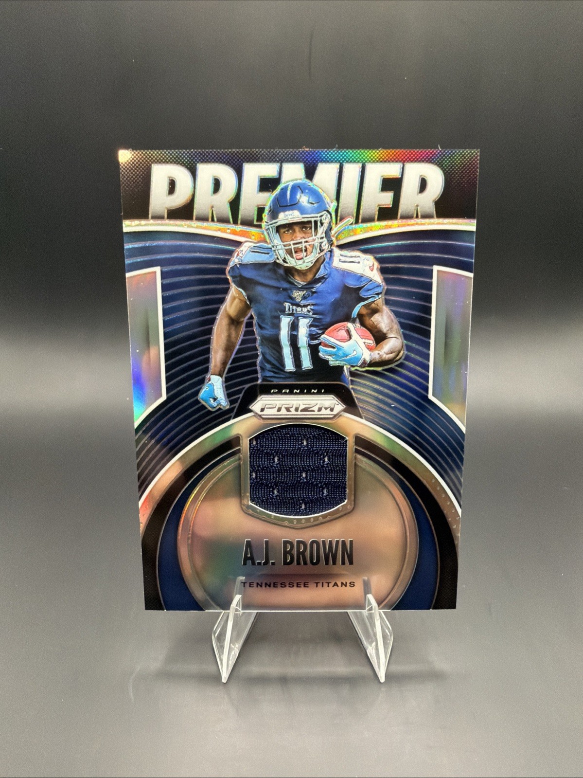 2019 Panini Prizm A.J. Brown PJ-AJB Premier Jersey Tennessee Titans Patch Silver