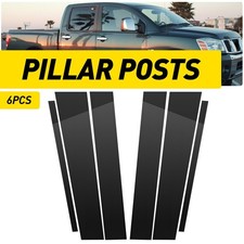 Glossy Black Car Door Pillar Post Trim Cover Fit 2004-2015 Nissan Titan Crew Cab