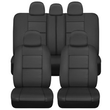 BDk Faux Leather Car Seat Cover Full Set - Front  Rear Split Bench Black Seat C