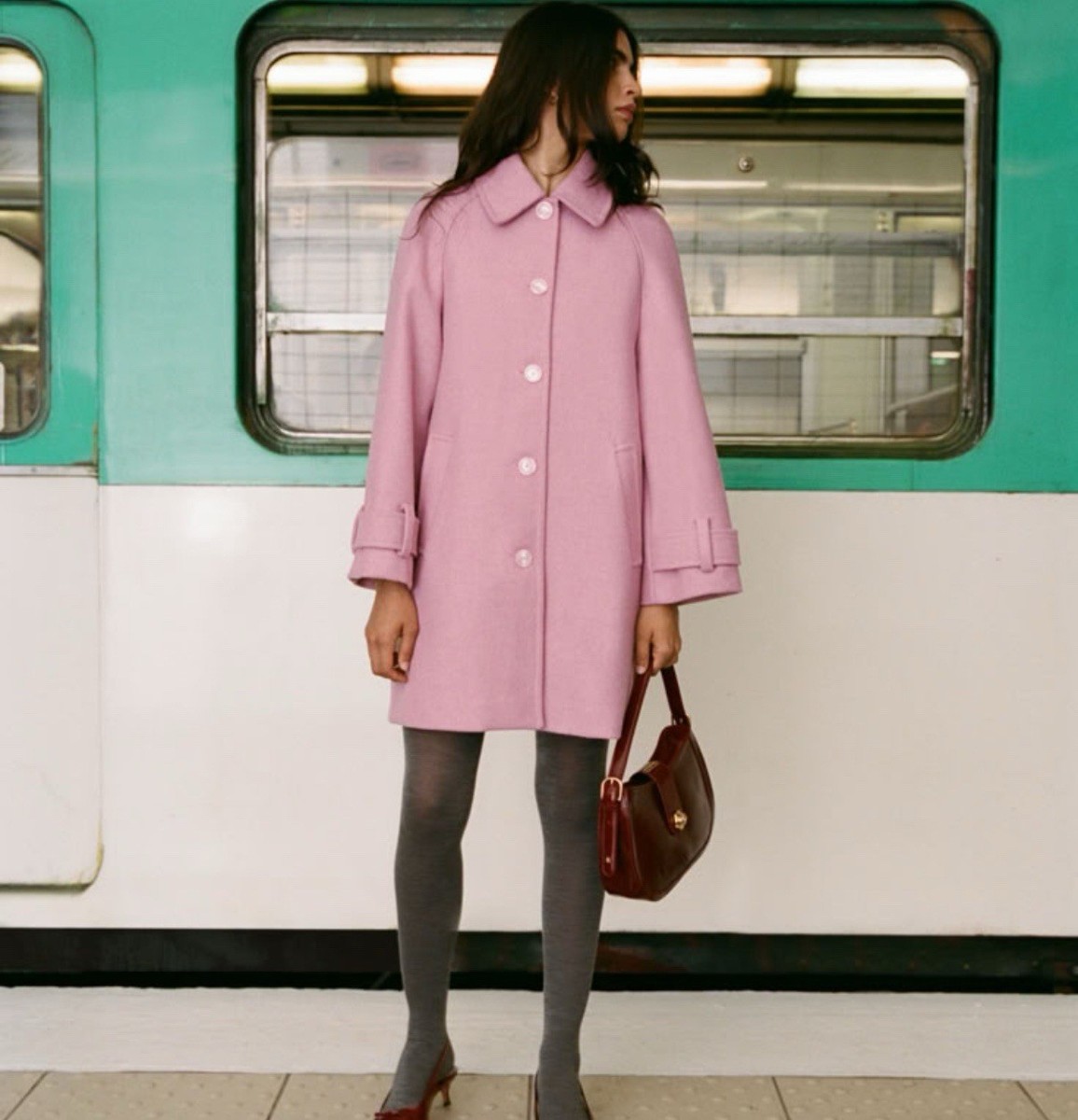 Rouje Paris EDWIN Coat Pink 100% Wool FR 44 US 10 | eBay