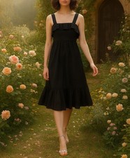 J. Crew Cotton Swiss Dot Midi Dress in Black size 0