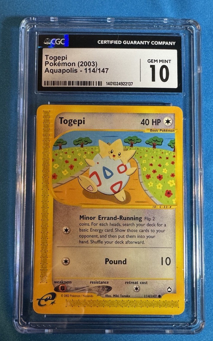 🐣 TOGEPI 💎 CGC 10 💎 2003 Pokemon Aquapolis WOTC Card 114/147 Like PSA 📈