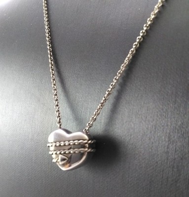 Tiffany & Co. 1994 Sterling Silver Cupid Arrow Puffy Heart Pendant