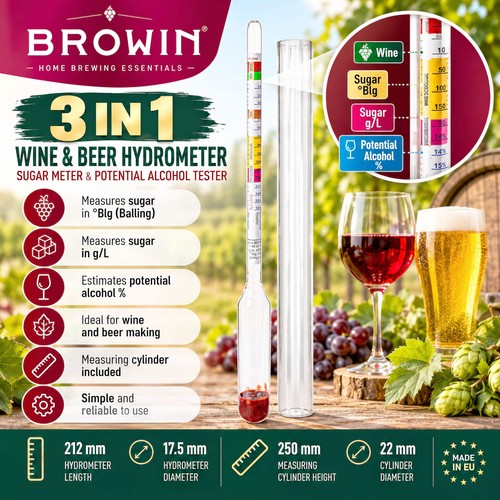 Wine Making Hydrometer Sugar Concentration Potential Alcohol Meter Brewing Kit