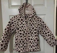 Amazon Essentials Girls Lightweight Hooded Puffer PinkJacket Size Medium Leopard