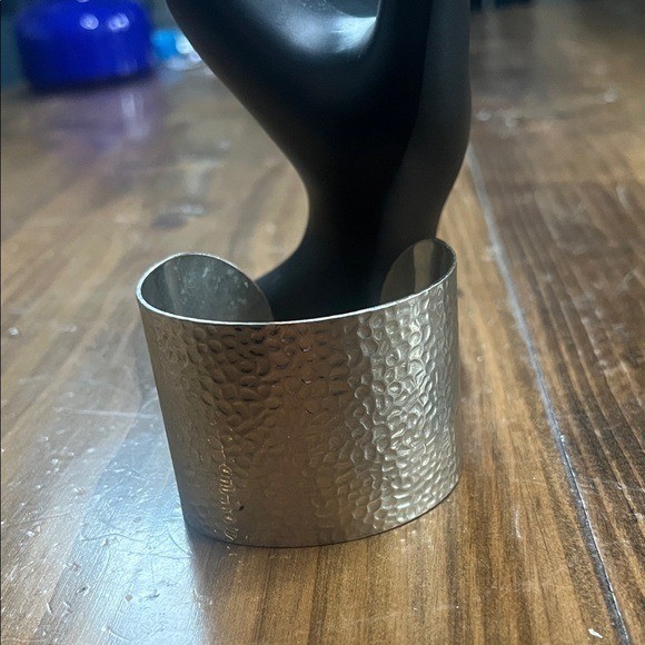 Hammered Silver Cuff Bracelet Statement Bangle Wo… - image 1