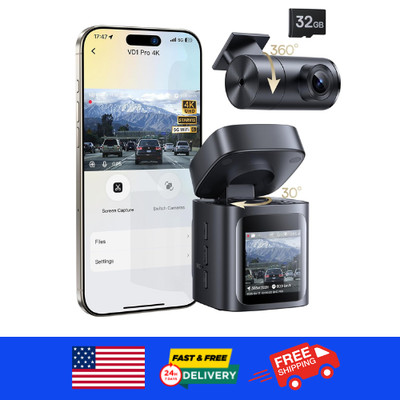 Baseus VD1 Pro Solar Dash Cam Front and Rear, 4K+1080P Dash Camer FAST