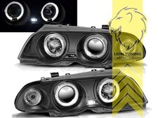 LED Angel Eyes Scheinwerfer f�r BMW E46 Limousine Touring schwarz