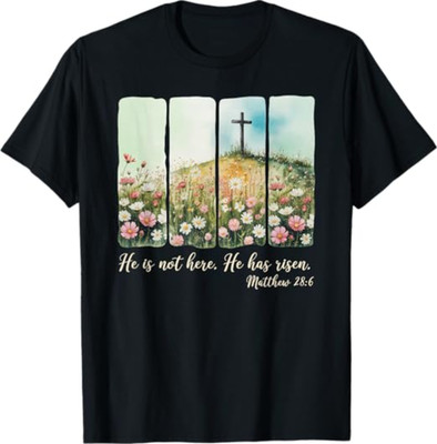 He is Risen Christian Wildflower Happy Easter T-Shirt