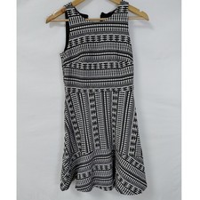 LOFT PETITES Black White Patterned Dress Geometric Size 2P