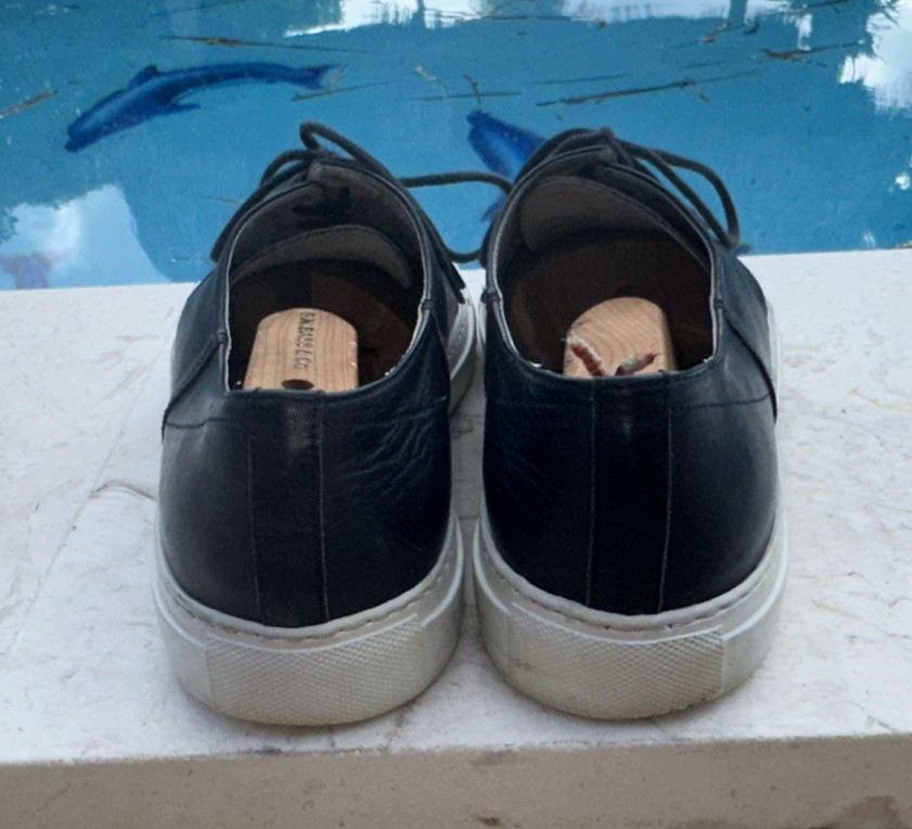 Del Toro Blue Leather Rubber Sole Lace Up Low Top Sneakers Sz 9 Made In Italy