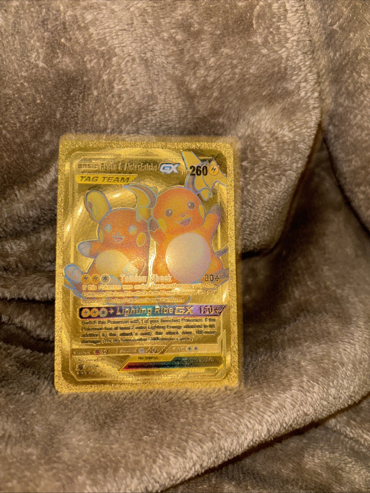 Raichu & Alolan Raichu GX Full Art Ultra 220/236 Unified Minds NM Pokémon Card