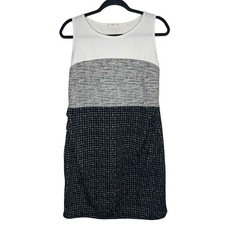 Le Lis Women's Colorblock Tweed Grid Shift Dress Black White Grey - Size Large