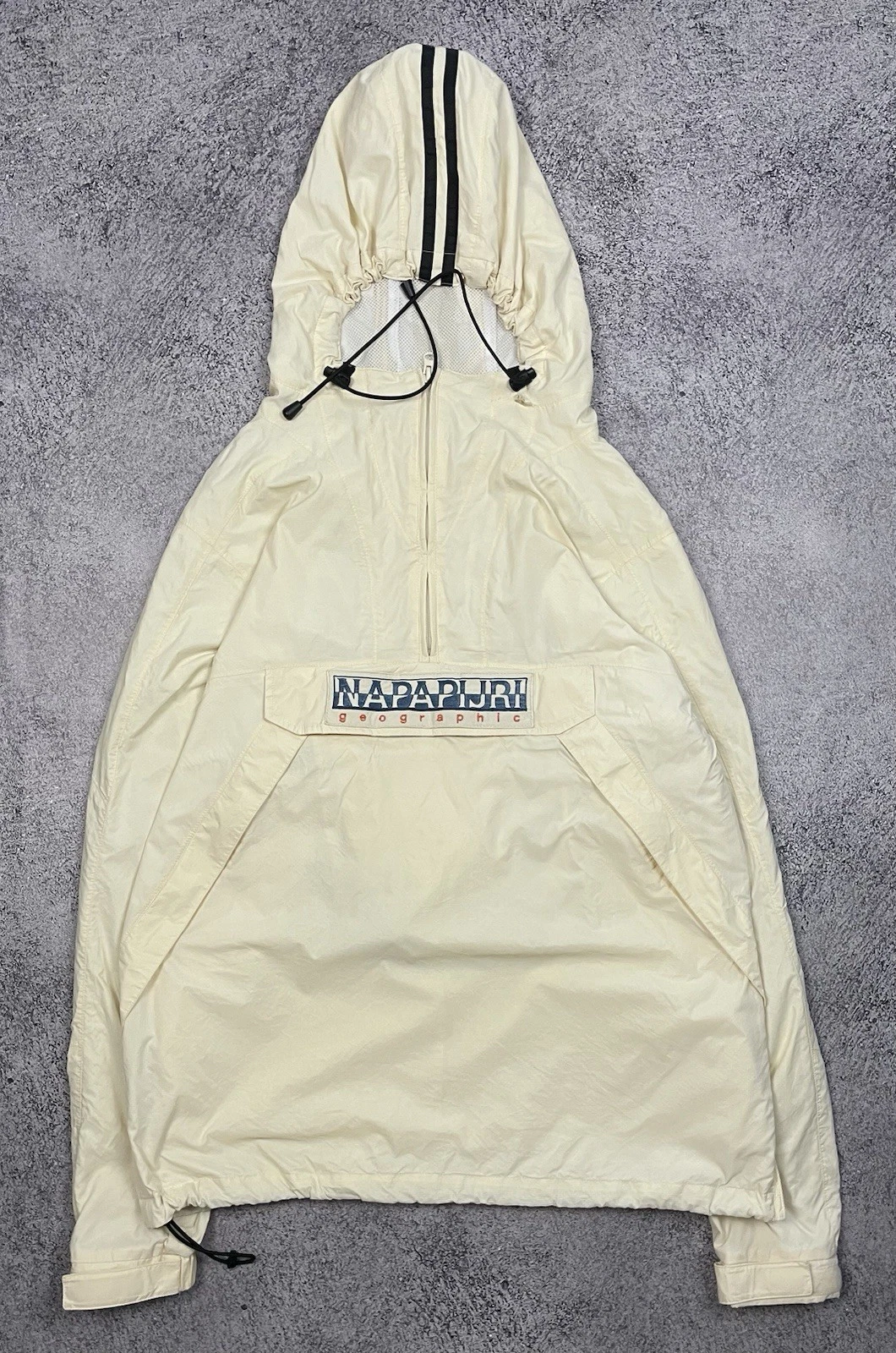 Napapijri Geographic Packable Anorak Jacket Men’s M Cream Hooded Lightweight
