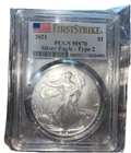 2021 $1 American Silver Eagle FIRST STRIKE MS-69 PCGS- TYPE 2