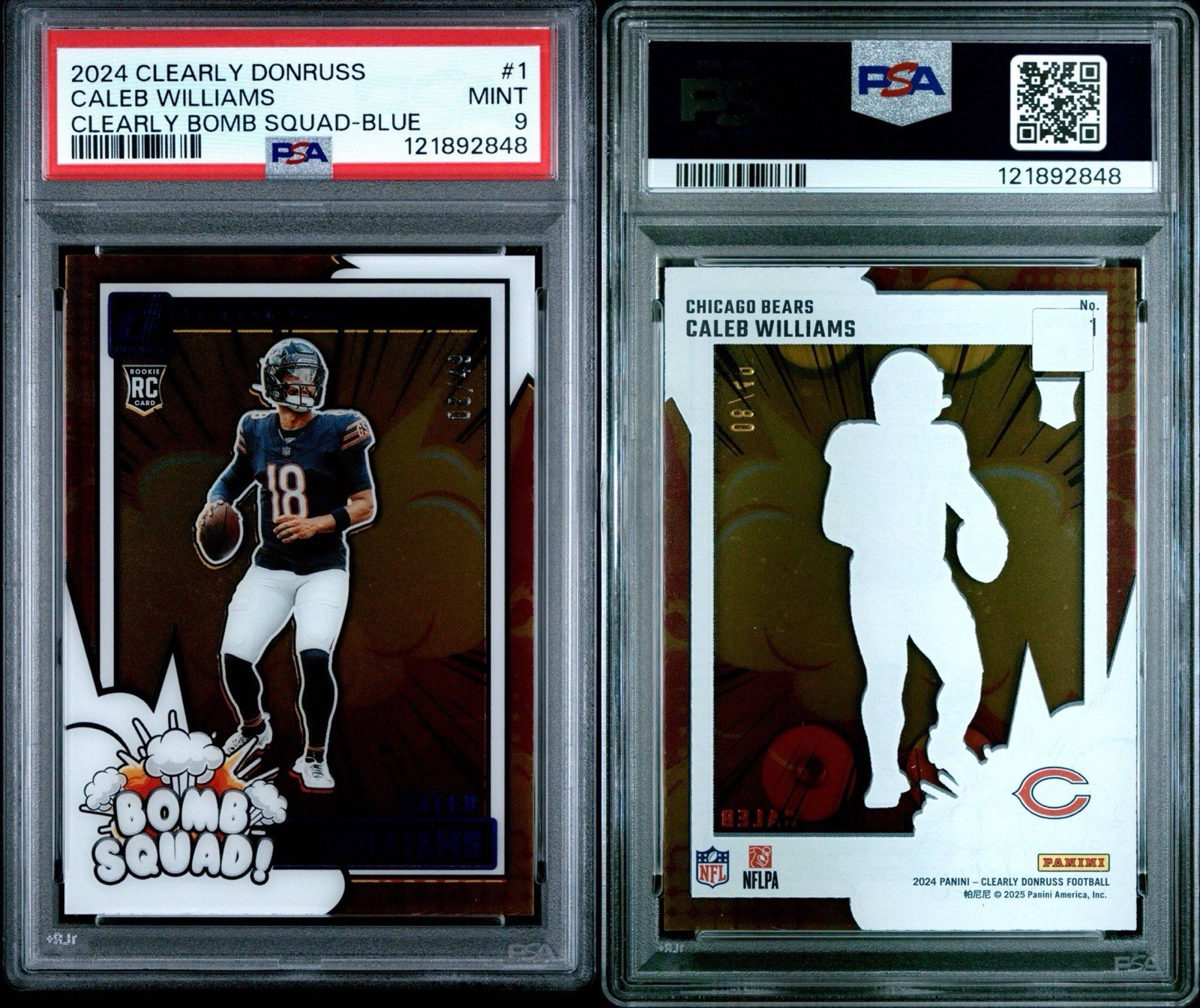 2024 PANINI CLEARLY DONRUSS CLEARLY BOMB SQUAD BLUE 8/49 CALEB WILLIAMS #1