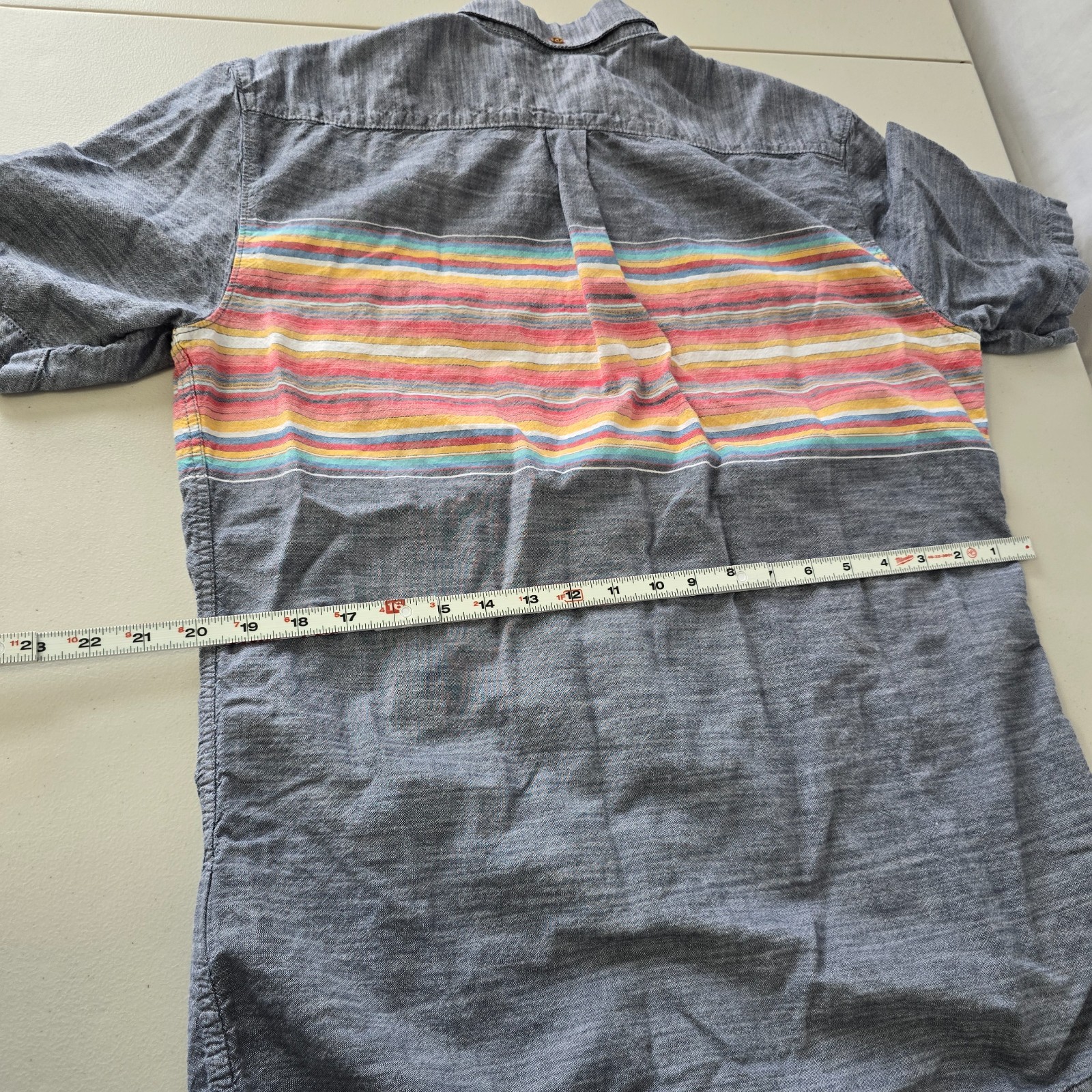 Vans Off the Wall Button Down Shirt Men's L Gray Mult Stripe Short Sleeve thumbnail 14