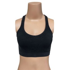 Athleta Recharge Bra A-C Sz S Black Racerback Cotton Light Impact Removable Pads