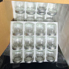 Mason 4 oz Clear Glass Canning Jars, Silver Metal Lids, Set of 24. Brand new