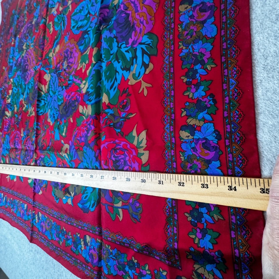 Vintage Liz Claiborne Silk Scarf Square Loud Luxury Floral 35 in X 35 in - Image 4 of 4